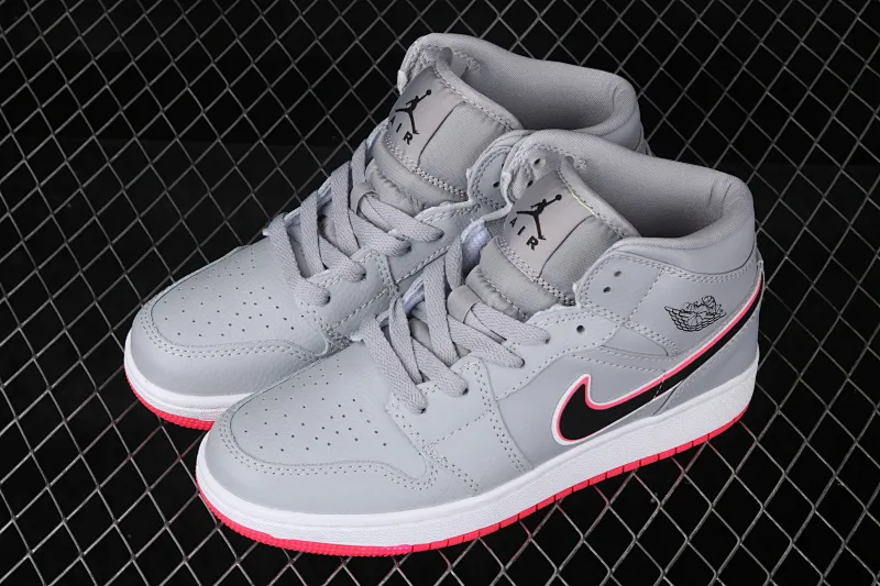 All categories Air Jordan Jordan series basketball shoes Air Jordan 1 Mid Air Jordan 1 mid AJ1 Joe 1 mid gray red 555112-060